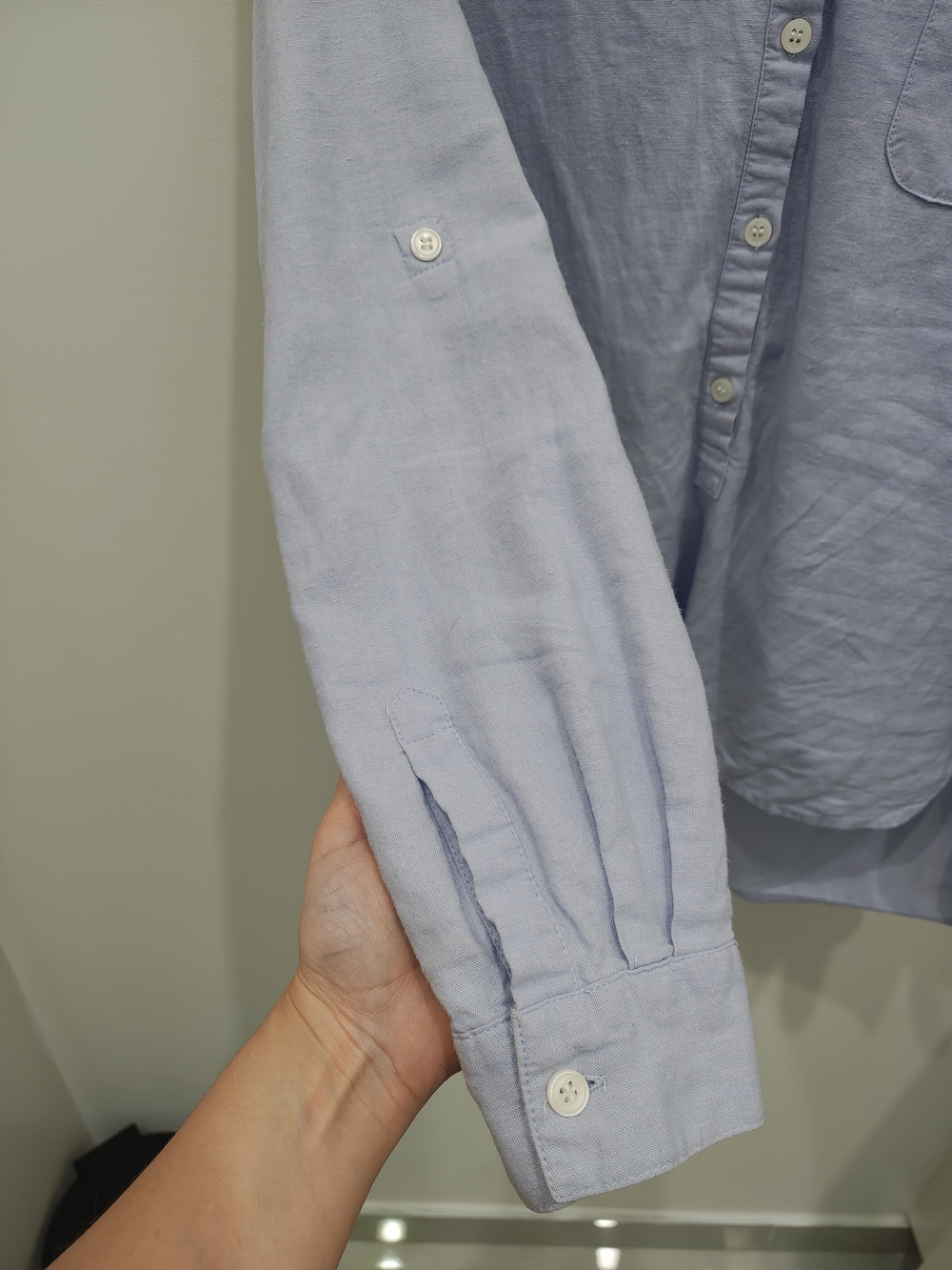 Chelsea & Theodore Light Blue Linen-Blend Button Shirt - Picture 5 of 6